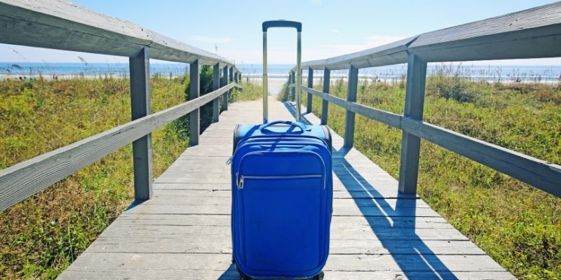 Suitcase by the beach. There are lots of options to stay in Ericeira