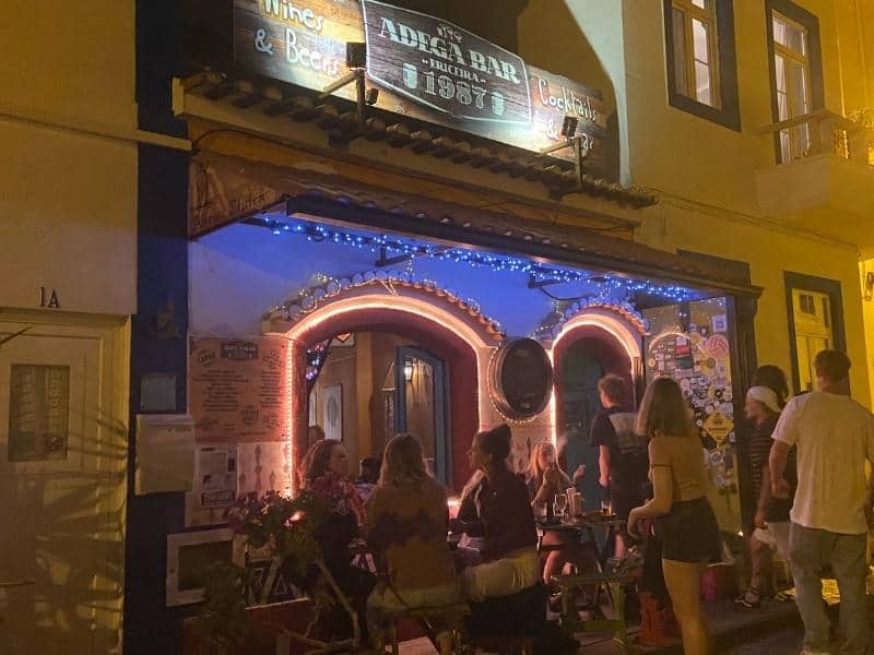 Adega bar at night. It is one of the most popular places in Ericeira nightlife.