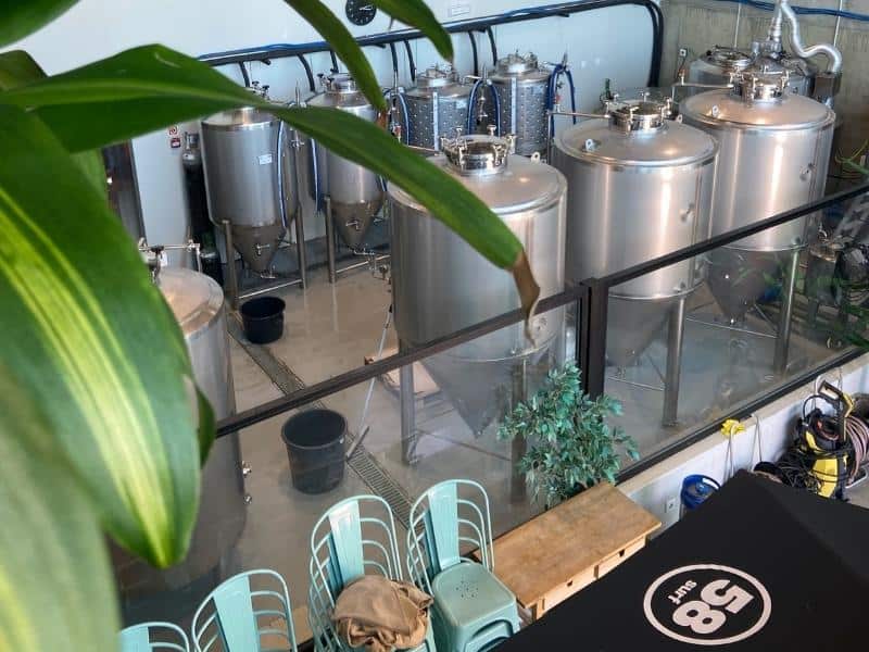 The beer making area of 58 Surf Shop. This bar is an integral part of Ericeira nightlife.