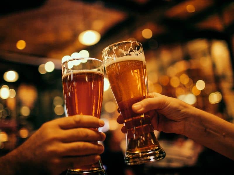 cheers at a bar in Ericeira
