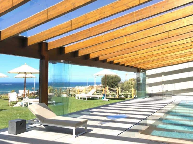 The indoor swimming pool with a view at You and the Sea Spa in Ericeira.