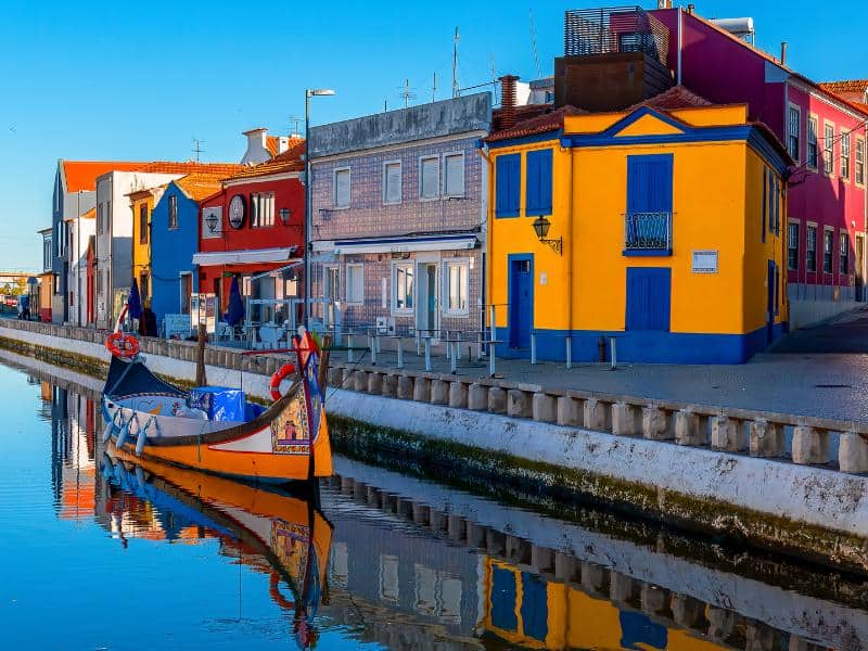 Aveiro's beautiful homes next to the canal. This is one of the hidden gems on the way from Lisbon to Porto