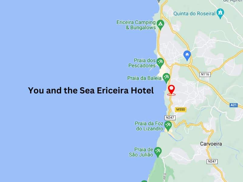 The map showing the location of You and the Sea Ericeira.