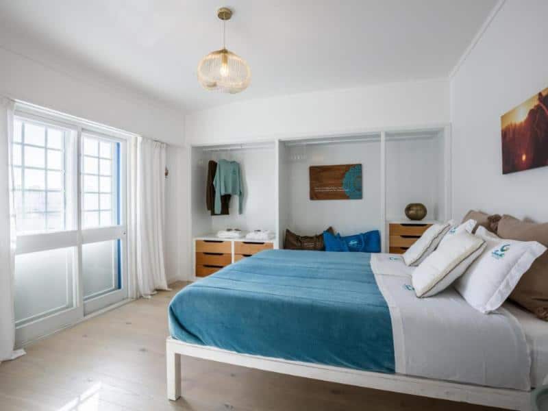 The bedroom at Sandhi House, one of the best hotels in Ericeira.