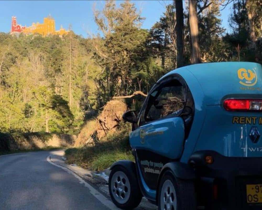 The Twizy e-car rented out to visit Sintra's monuments.