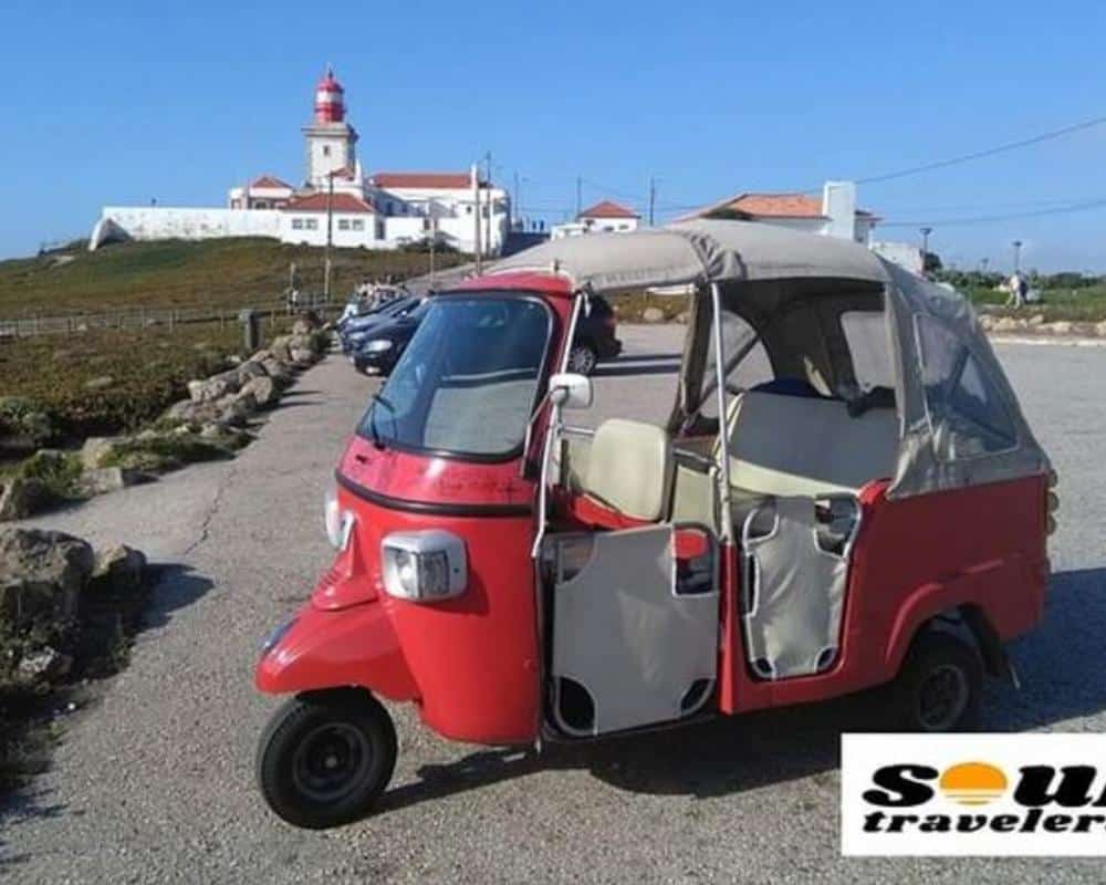 A tuk-tuk parked at Cabo da Roca during a visit.