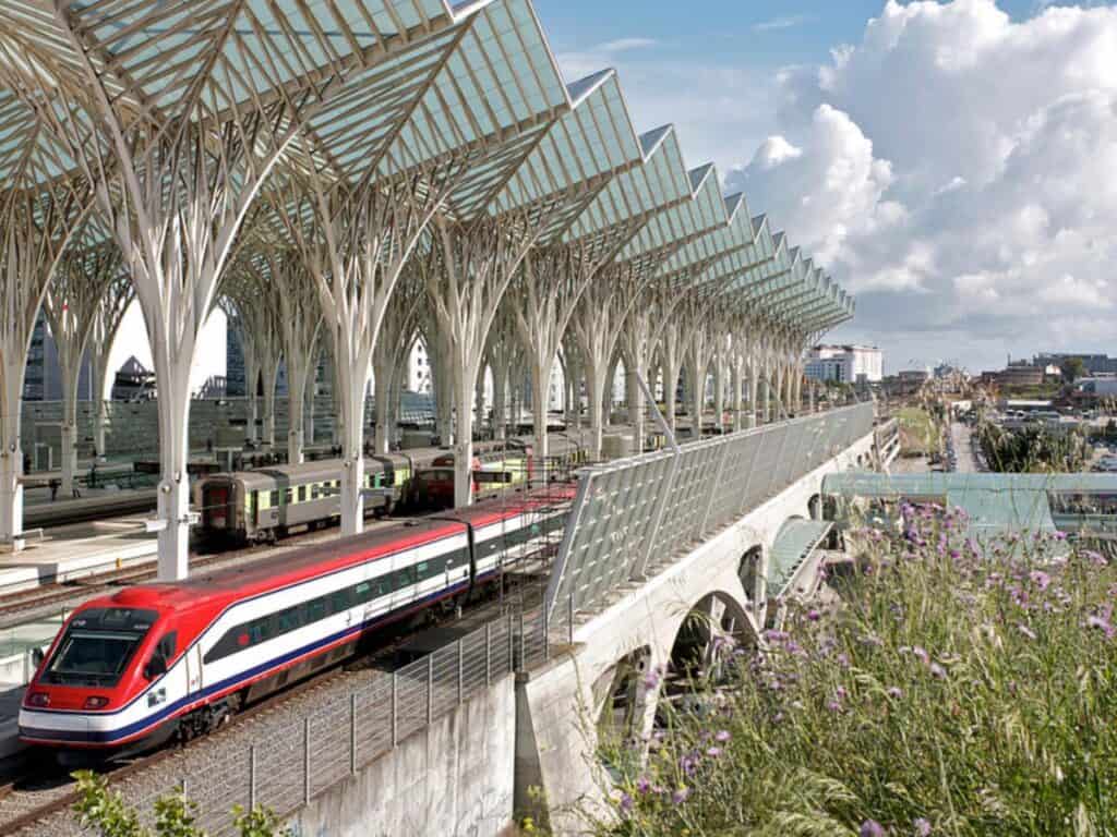Estacao do Oriente, the train station in Lisbon where the train leaves for Coimbra.