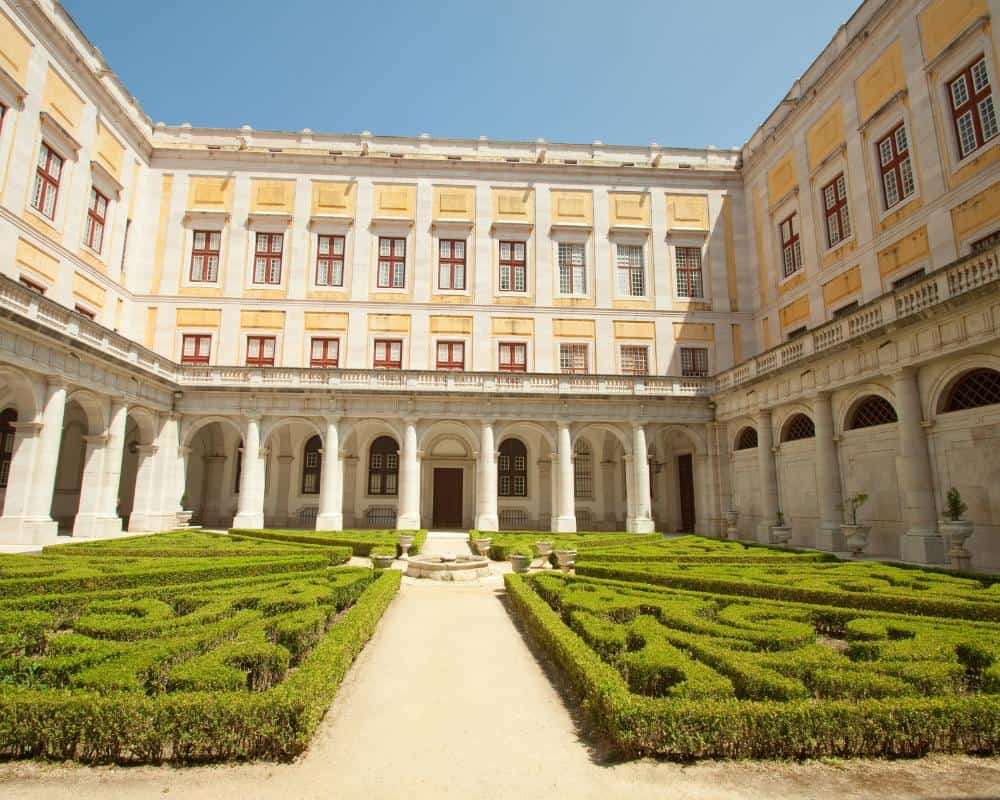 The inner courtyard at Mafra National Palace.