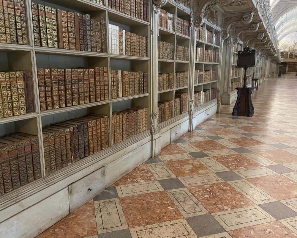 Details from the bookshelves a the Mafra Palace Library.