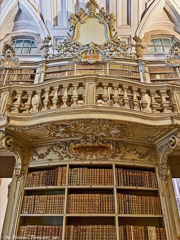 Details from the bookshelves a the Mafra Palace Library.