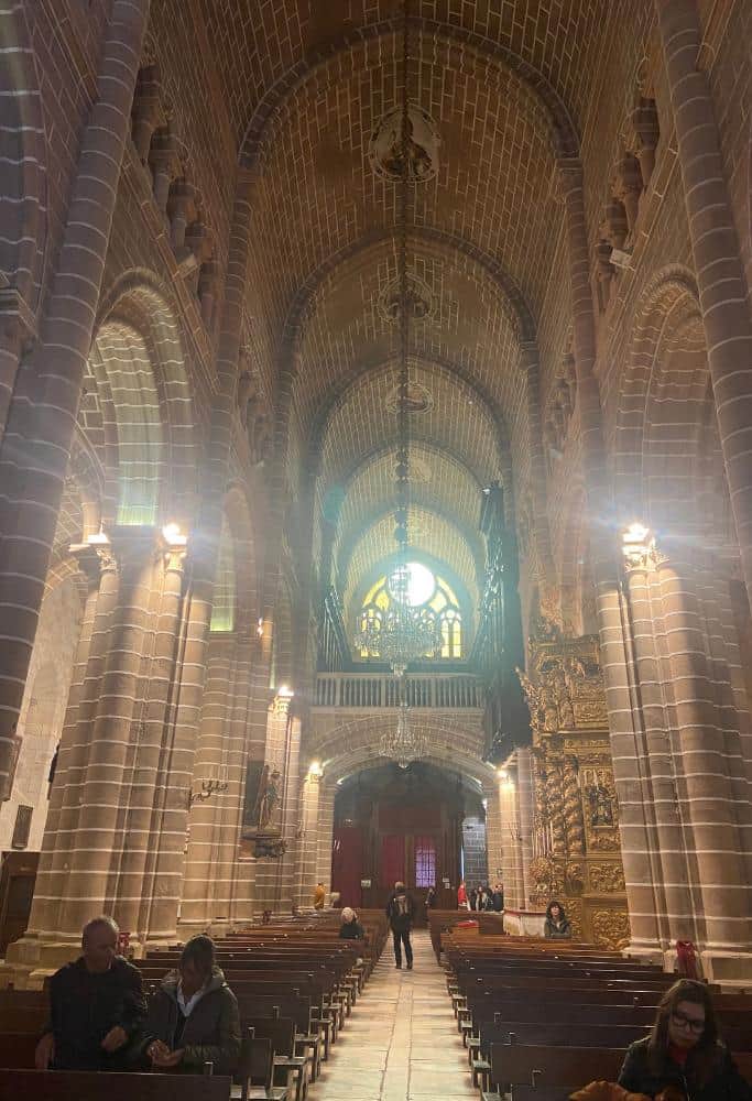 The inside of the grand cathedral in Evora. The striped interior makes for an interesting architectural concept considering the times.