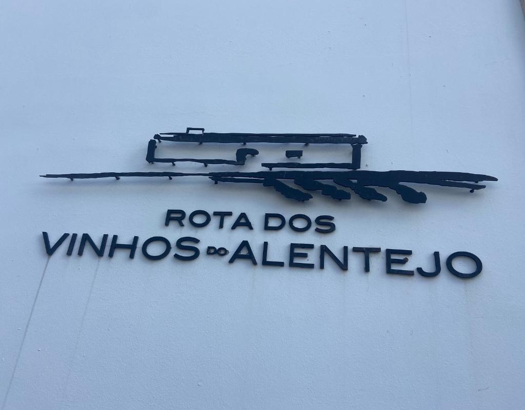 A sign for Rota dos Vinhos do Alentejo on the tourism board's entrance. The regional wine is truly excellent in the area and worth a tasting or two.