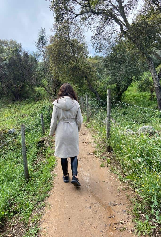 Michelle walking the trails to the monoliths around Evora.