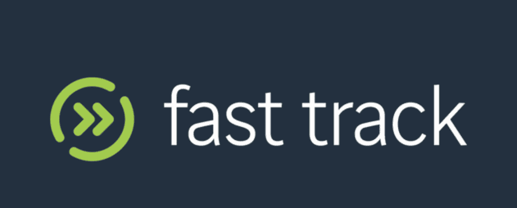 Dark blue background with "fast track" written in white. This is the Lisbon Airport Fast Track sign used across the terminals.